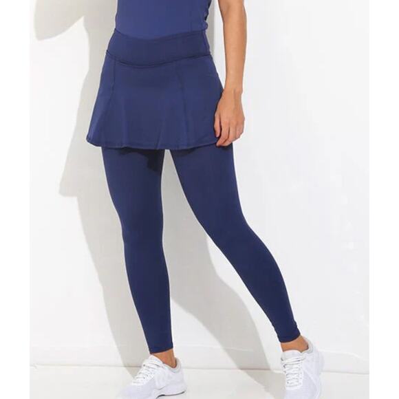 DONA JO Navy Blue Skirted Workout Leggings Women's Size XL NWT Eco Tennis Gym - Picture 1 of 9